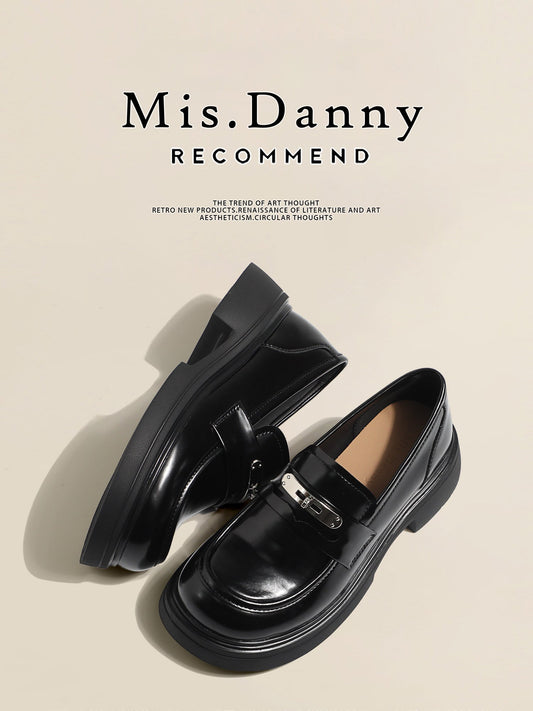Metal Decoration Platform Thick Sole Loafers