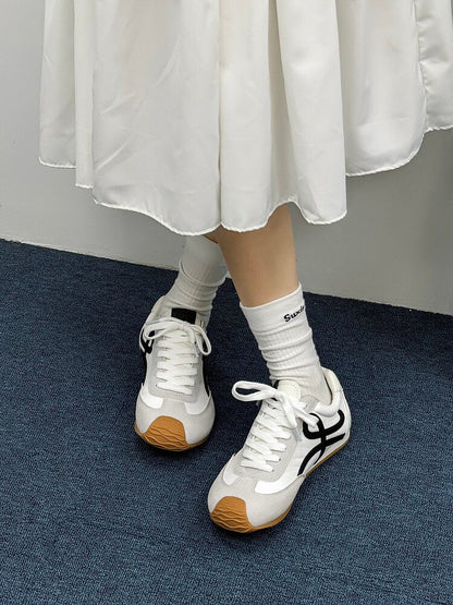 Suede Panel Lace Up Sneakers