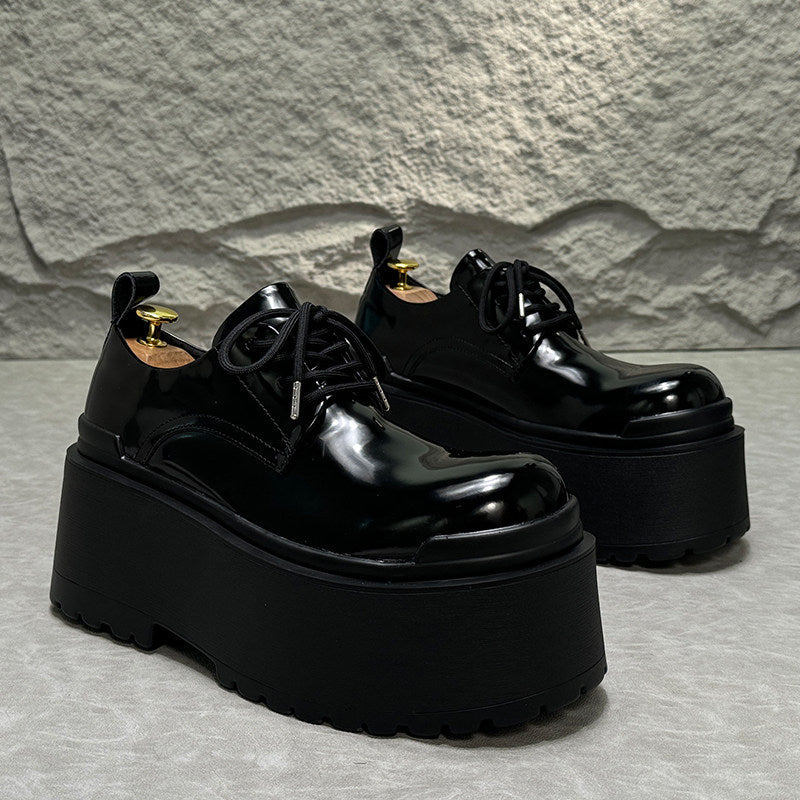 Patent Lace Up Platform Thick Sole Shoes