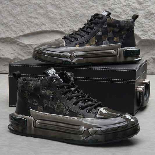 Distressed Check Platform Sneakers WN24728