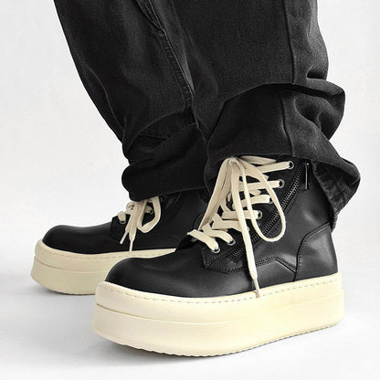 Lace Up Side Zipper Thick Sole Short Boots