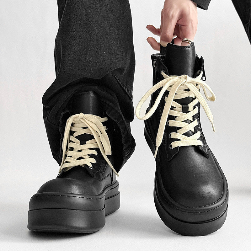 Lace Up Side Zipper Thick Sole Short Boots