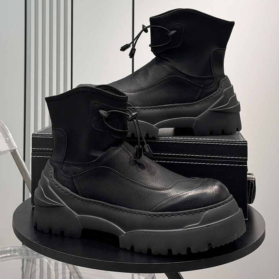 Drawstring Platform Thick Sole Short Boots WN24646