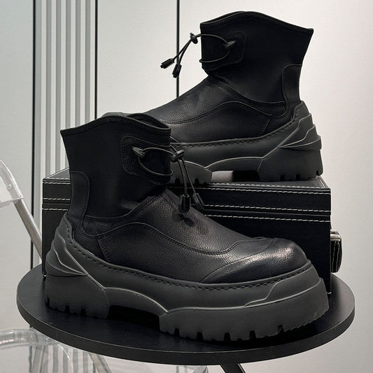 Drawstring Platform Thick Sole Short Boots WN24646
