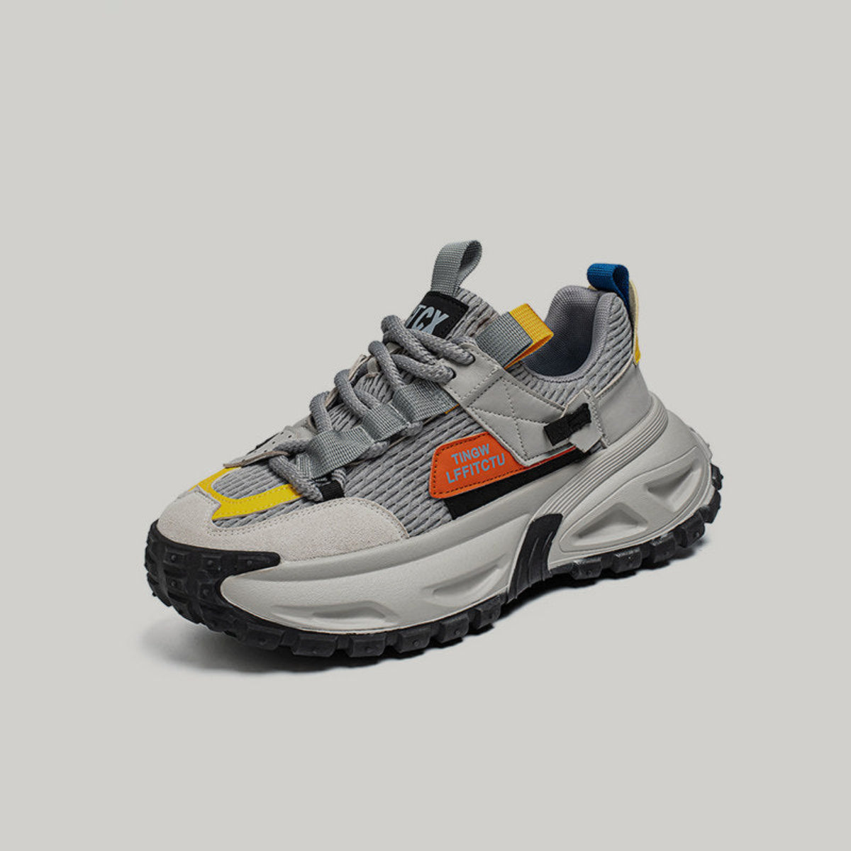 Color-Block Panel Trail Lace-Up Sneakers