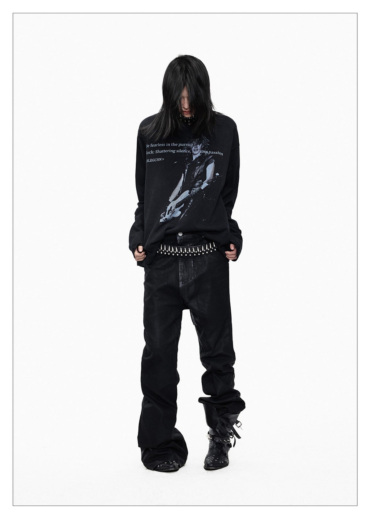 Dark Wash Long Sleeve Punk T-shirt