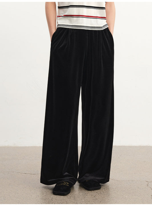Velvet Pleated Casual Pants