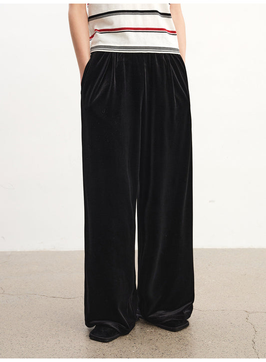 Velvet Pleated Casual Pants
