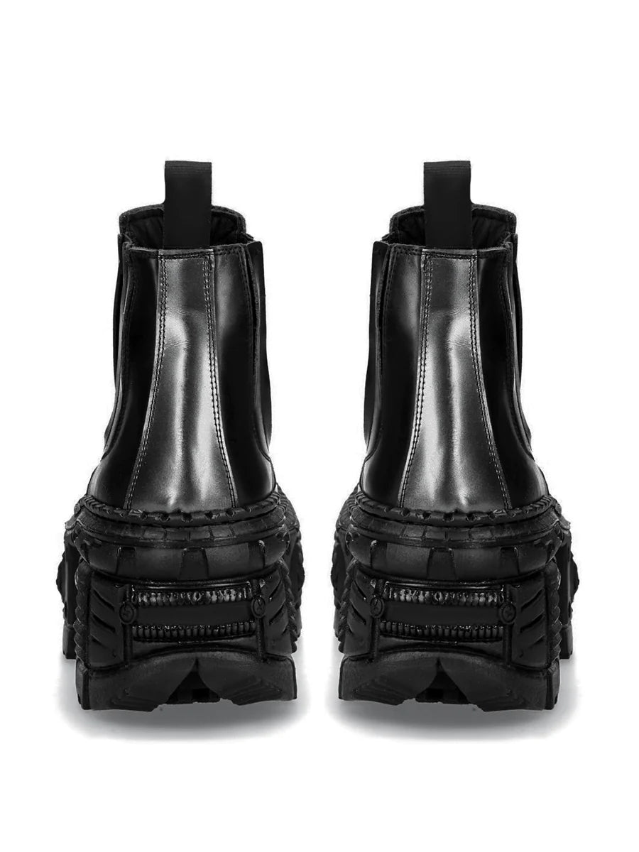 Chunky Sole Design PU Leather Boots