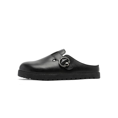 Metal Ring Strap Slip-On Mules