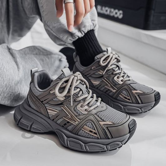 Mesh Panel Chunky Lace-Up Sneakers