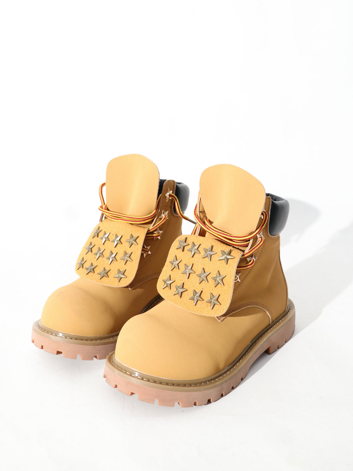 Star Studs Flap Lace-Up Boots