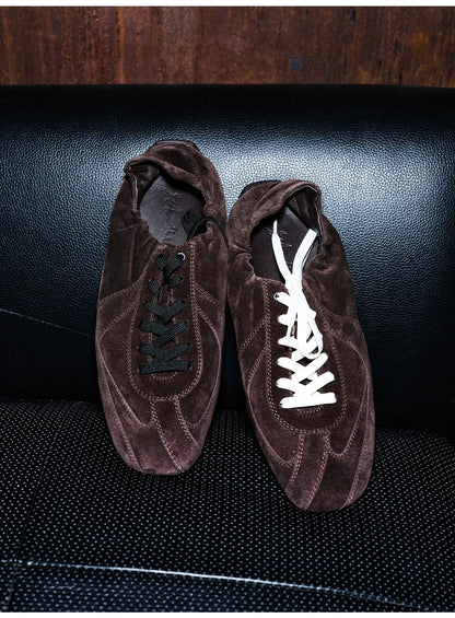 Suede Minimalist Lace-Up Sneakers