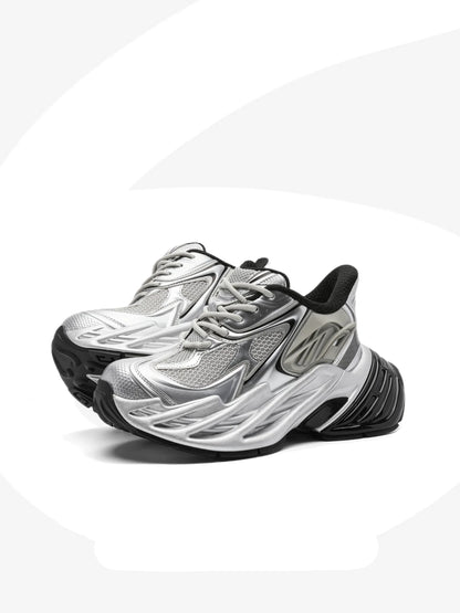Futuristic Metallic Platform Runner Sneakers