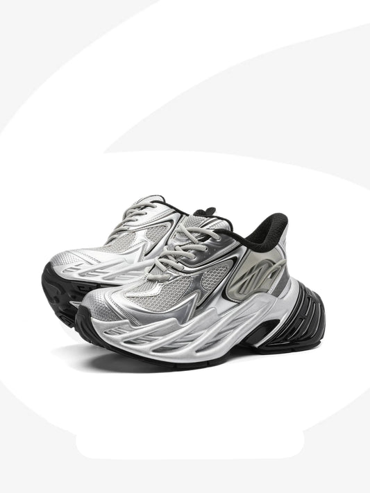 Futuristic Metallic Platform Runner Sneakers