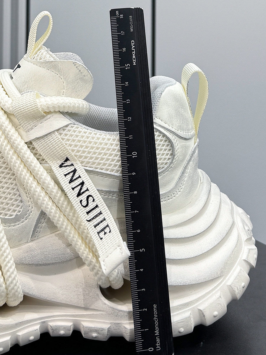 Embroidery Rope Lace Chunky Sole Sneakers
