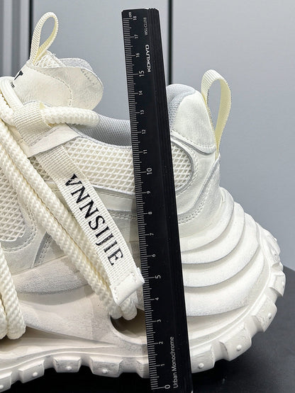 Embroidery Rope Lace Chunky Sole Sneakers