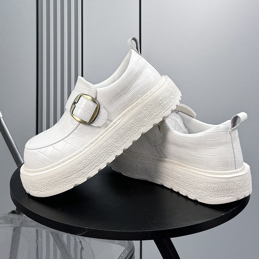 Platform Metal Buckle Round Toe Loafers