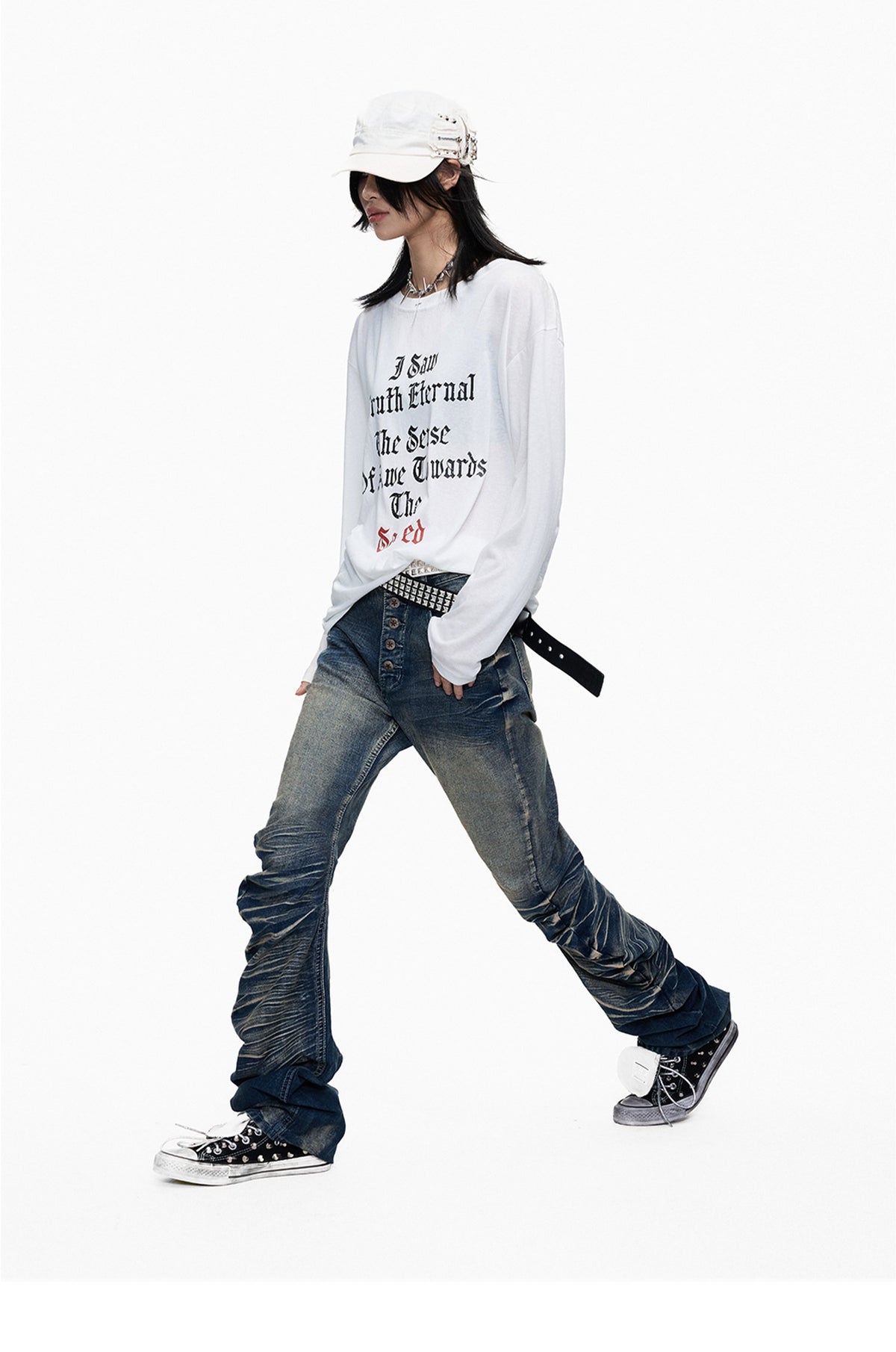 Blue Washed Whisker Cut Skinny Jeans