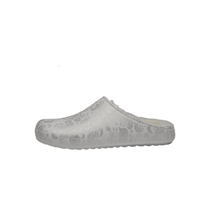 Paisley Print Fake Fur Lined Mules