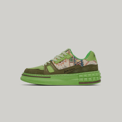 Breathable Platform Patchwork Lace-Up Sneakers WN23524