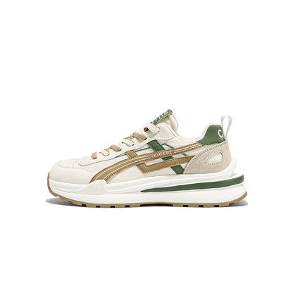 Color-Block Stripe Panel Lace-Up Sneakers