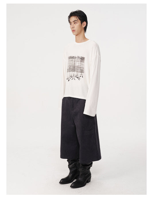 Striped corduroy cropped pants