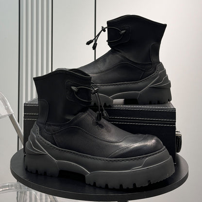 Drawstring Platform Thick Sole Short Boots WN24646