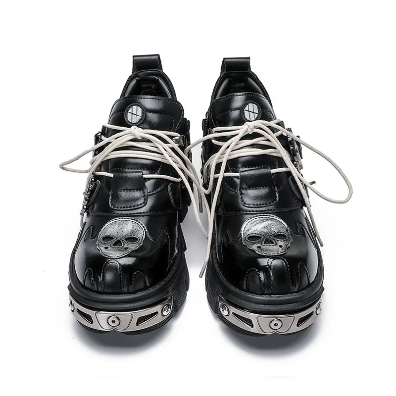 Metal Detail Chunky Sole Derby Leather Shoes