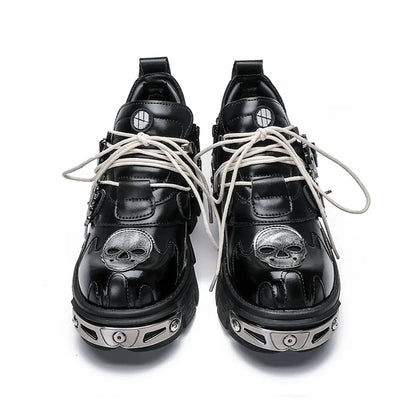 Metal Detail Chunky Sole Derby Leather Shoes
