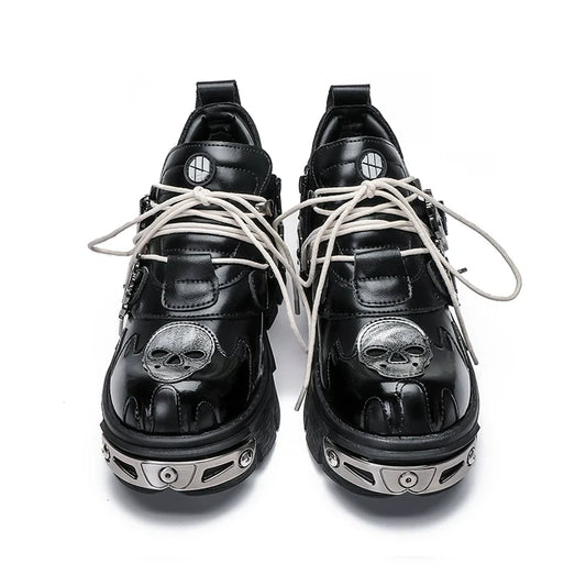 Metal Detail Chunky Sole Derby Leather Shoes