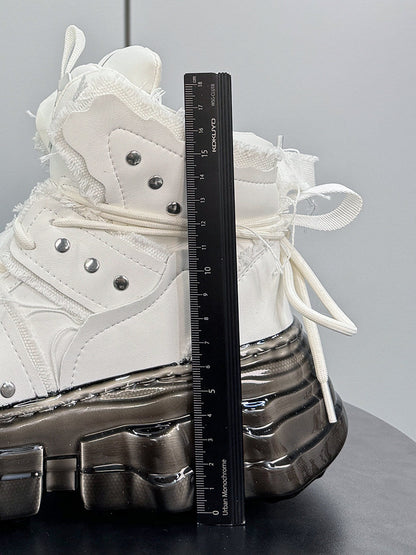 Thick-Sole Height-Increasing Shell-Toe Sneaker Boots