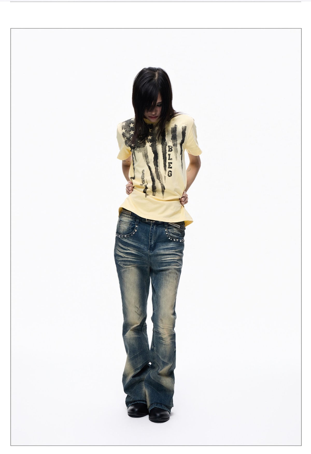 Washed Short-sleeve Slim-fit Cotton T-shirt