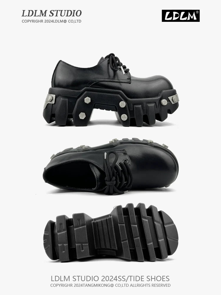 Thick Sole PU Leather Derby Shoes