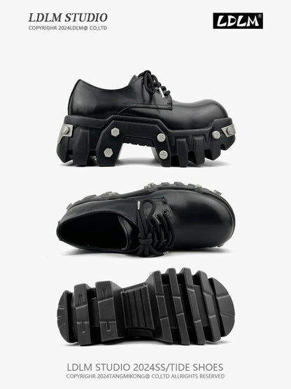 Thick Sole PU Leather Derby Shoes
