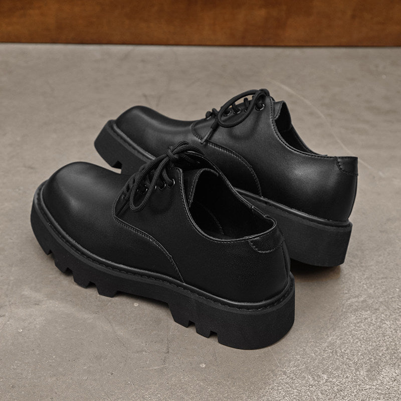 Lace Up Thick Sole PU Leather Shoes