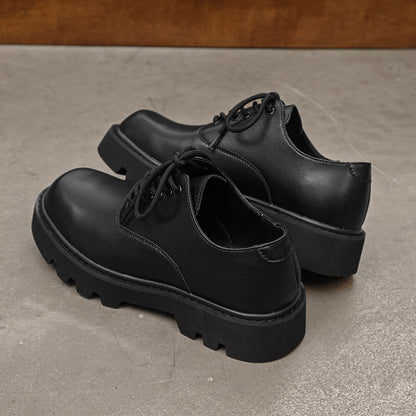 Lace Up Thick Sole PU Leather Shoes