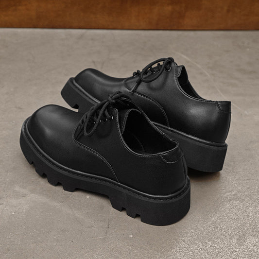 Lace Up Thick Sole PU Leather Shoes
