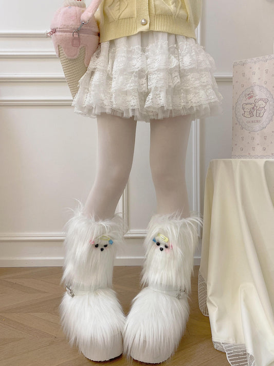 Y2K Fake Fur Platform Boots