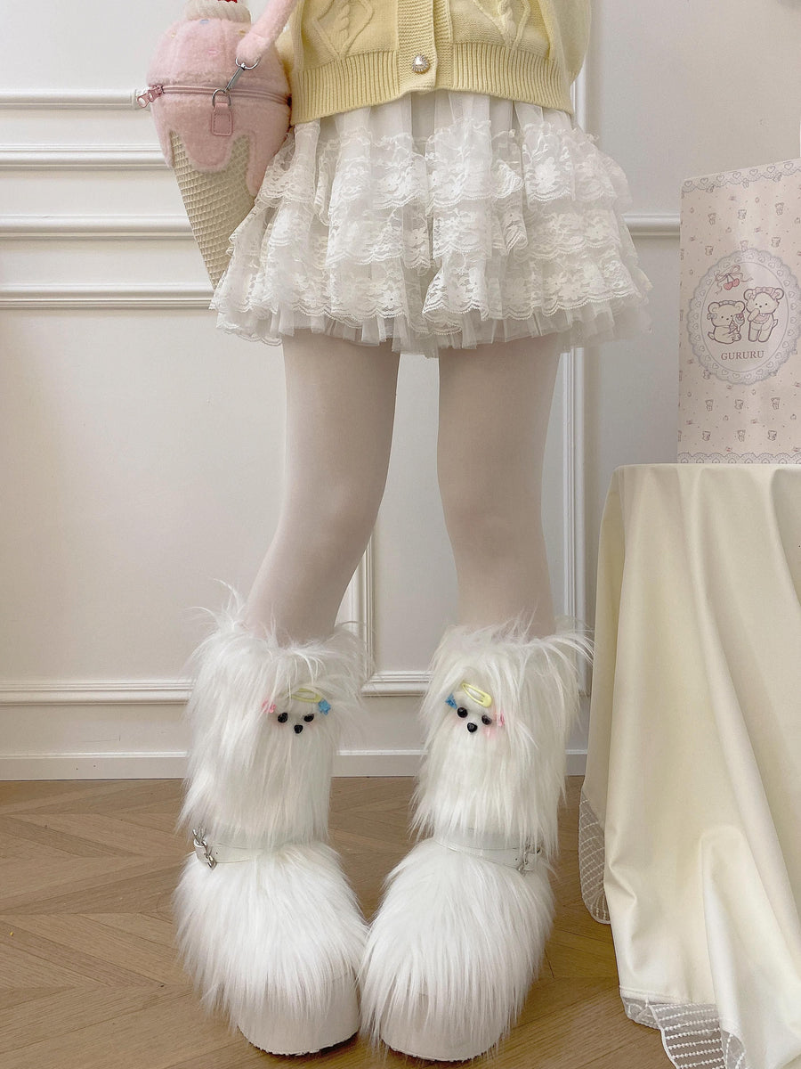 Y2K Fake Fur Platform Boots