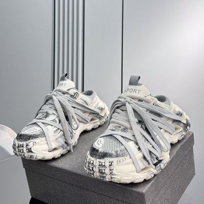 Paint Splash Strap Chunky Sole Slip-On Shoes