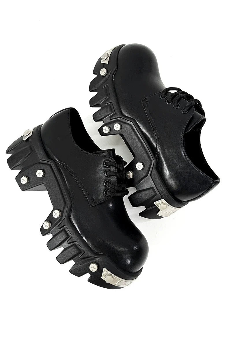 Futuristic Black 8cm Platform Oxfords