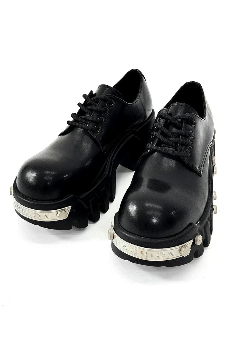 Futuristic Black 8cm Platform Oxfords