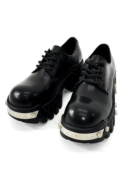 Futuristic Black 8cm Platform Oxfords