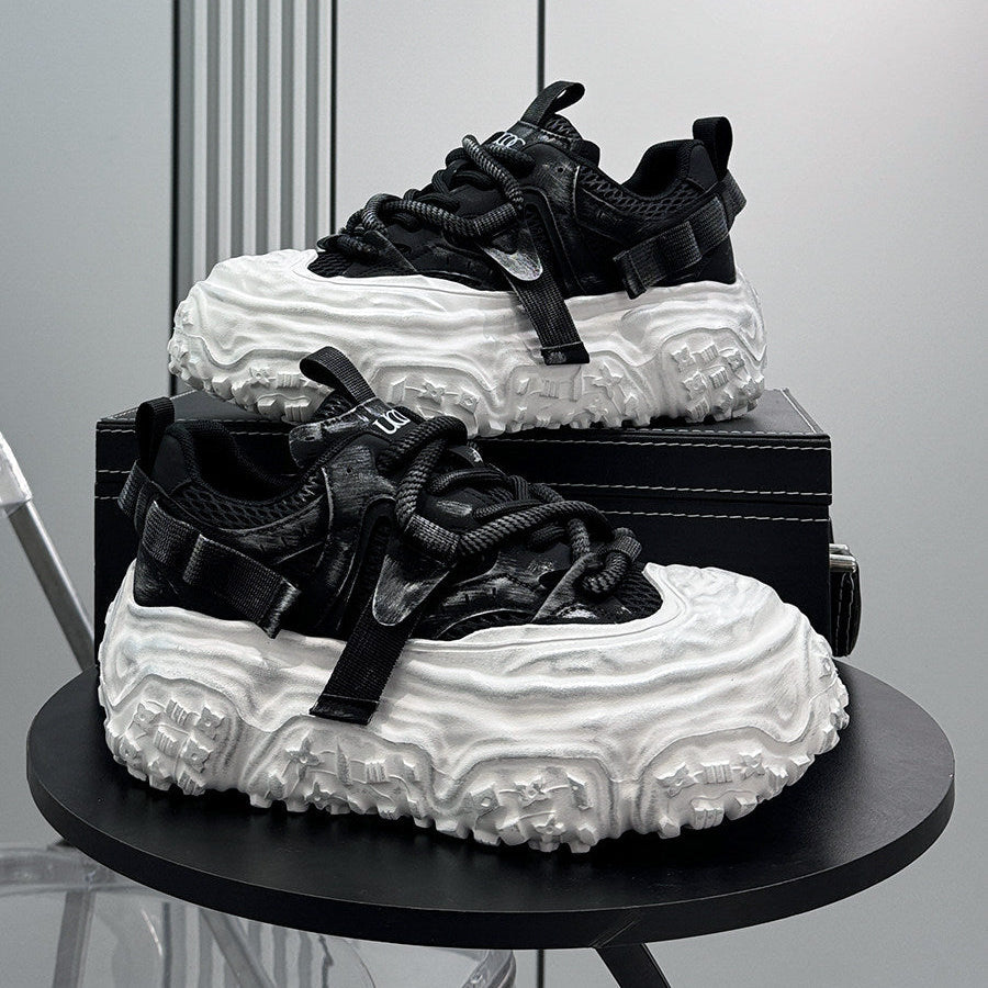 Strap Mesh Platform Chunky Sole Sneakers