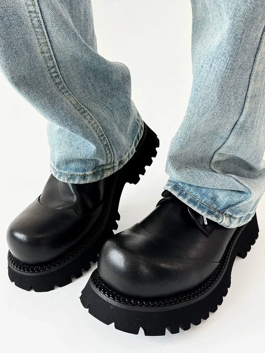 Thick Sole Uplift Leather Shoes