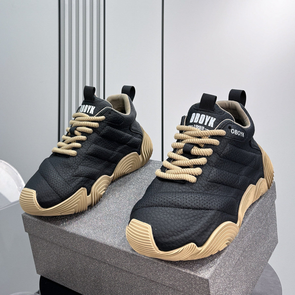 Platform Knit Chunky Lace-Up Sneakers
