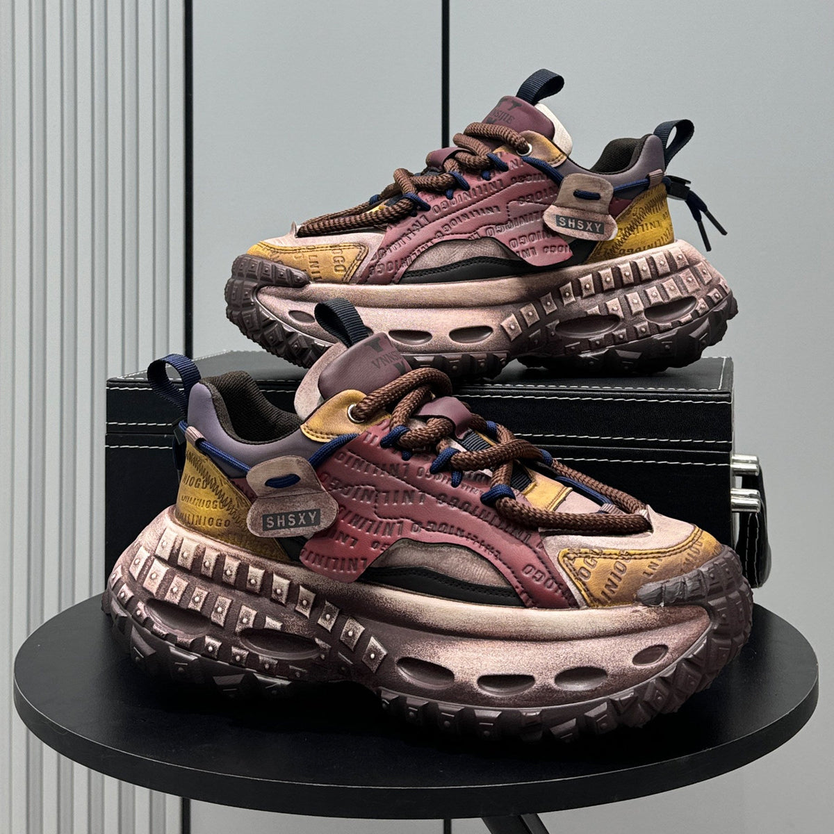 Emboss Rope Thick Sole Dad Sneakers
