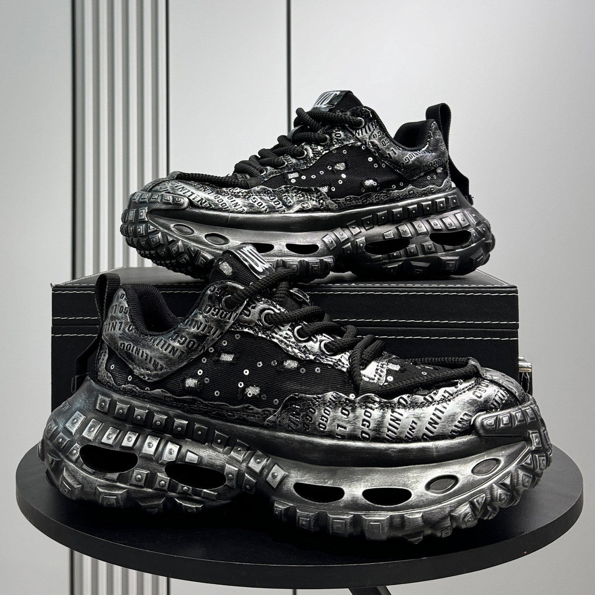Denim Embroidery Air Sole Chunky Sole Sneakers WN24693