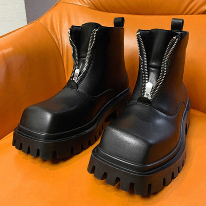 Front Zipper Combat Boots